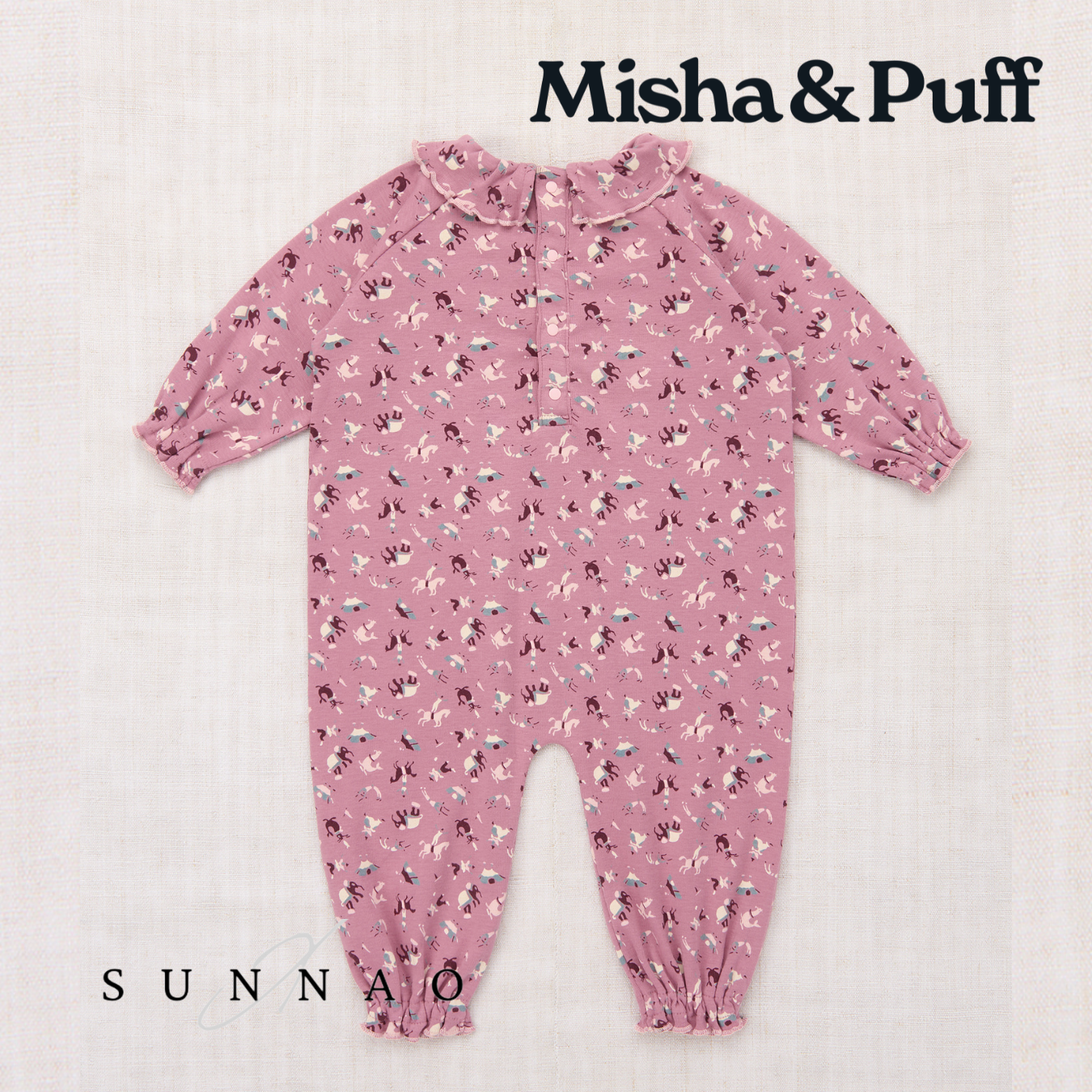 <Misha&Puff> Baby Pierrot Onesie - Antique Rose Circus - DROP1　