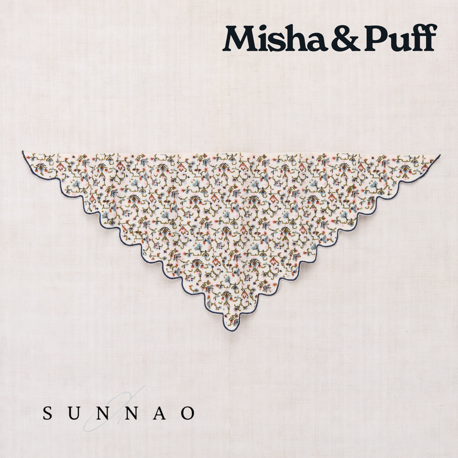 <Misha&Puff> EMBROIDERED SCALLOP SCARF - STRING