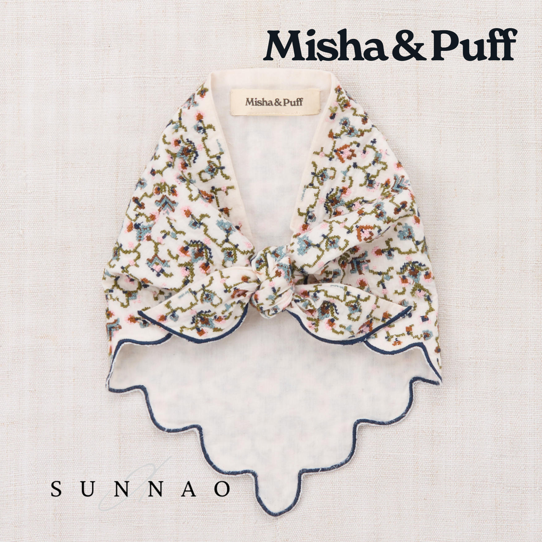 <Misha&Puff> EMBROIDERED SCALLOP SCARF - STRING