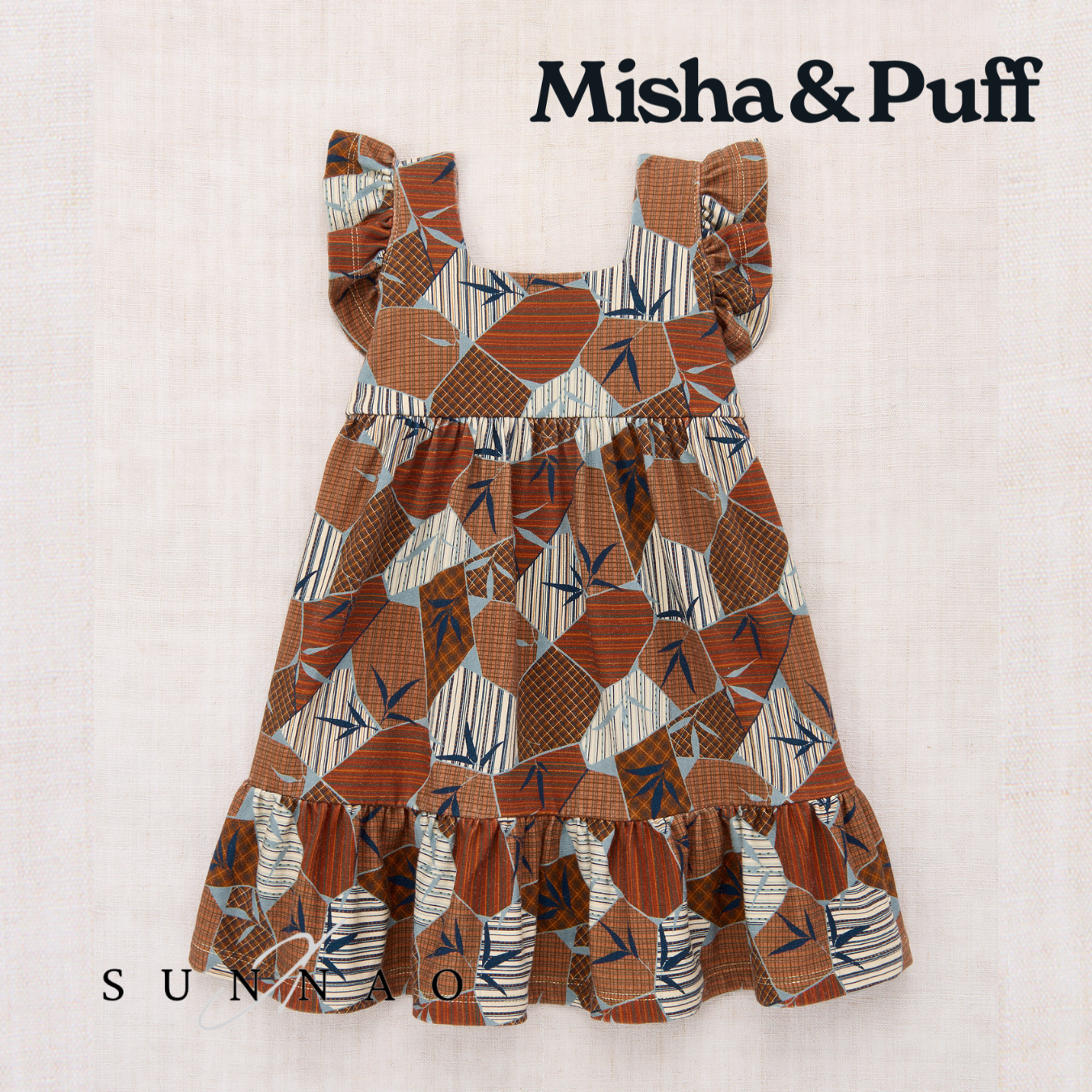 <Misha&Puff> Ruffle Sleeve Dress - Rose Gold Kyoto - DROP1　