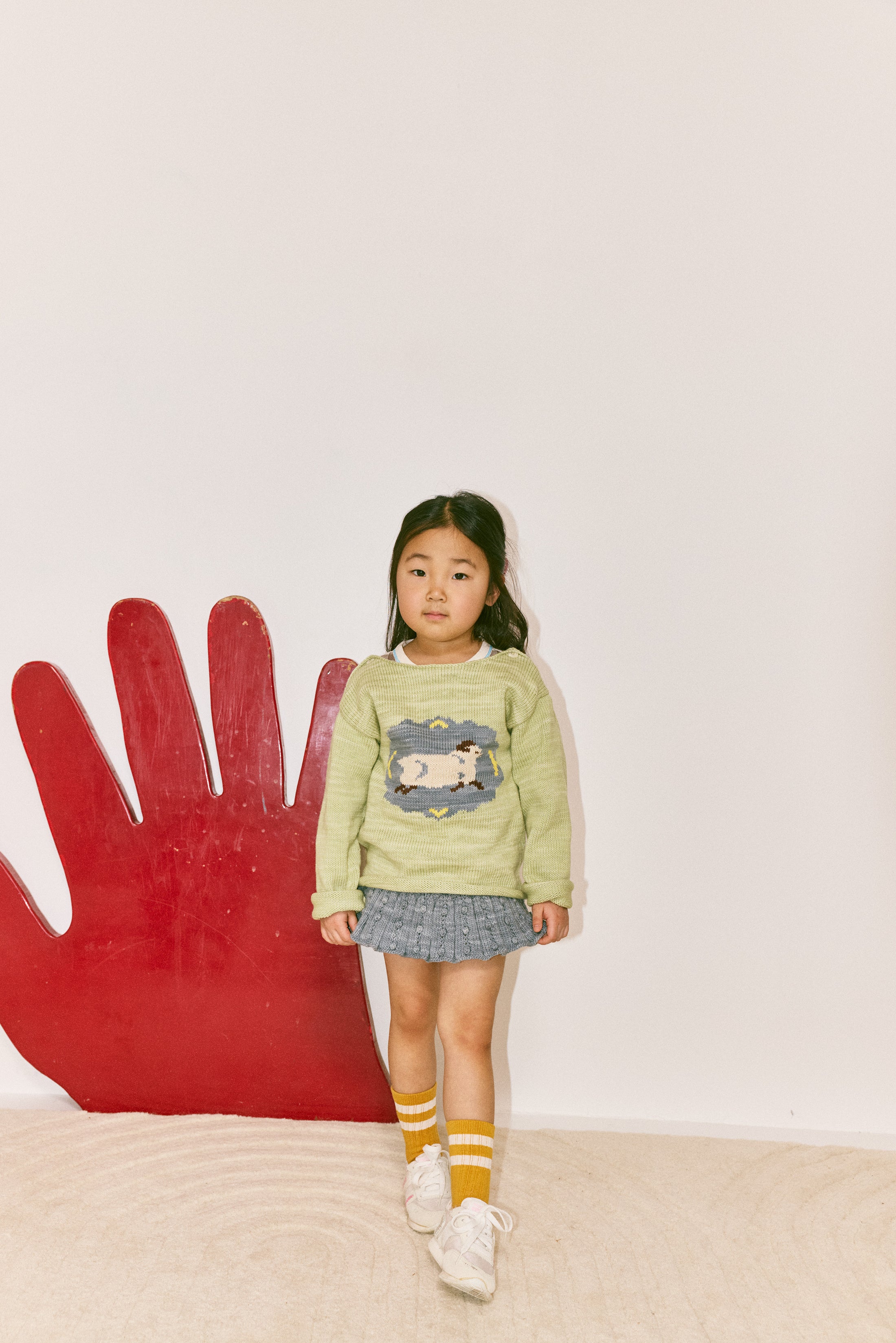 <Misha&Puff> EYELET POPCORN SKATING SKIRT - DOVE