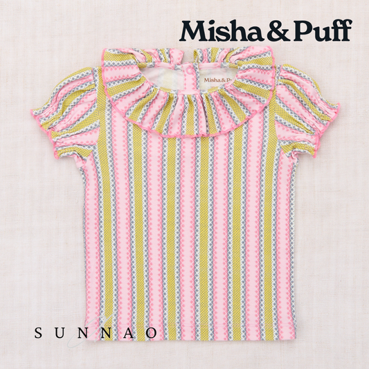 <Misha&Puff> BALLOON SLEEVE PALOMA TEE - AURA VAQUERO STRIPE