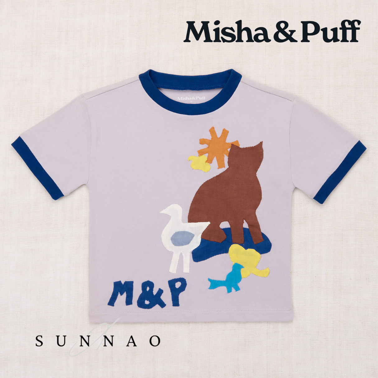 <Misha&Puff> FARM APPLIQUE TEE - MIST　