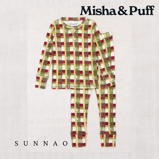 <Misha&Puff> Pajama Set - Leaf Watercolor Plaid