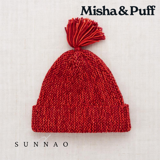 <Misha&Puff>Tassel Garter Hat - Red Flame／Berry Marl
