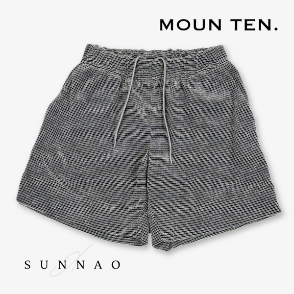 <Moun ten.> pile border half pants - ecru x charcoal　