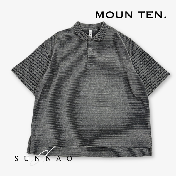 <Moun ten.> pile border polo shirt - ecru x charcoal　