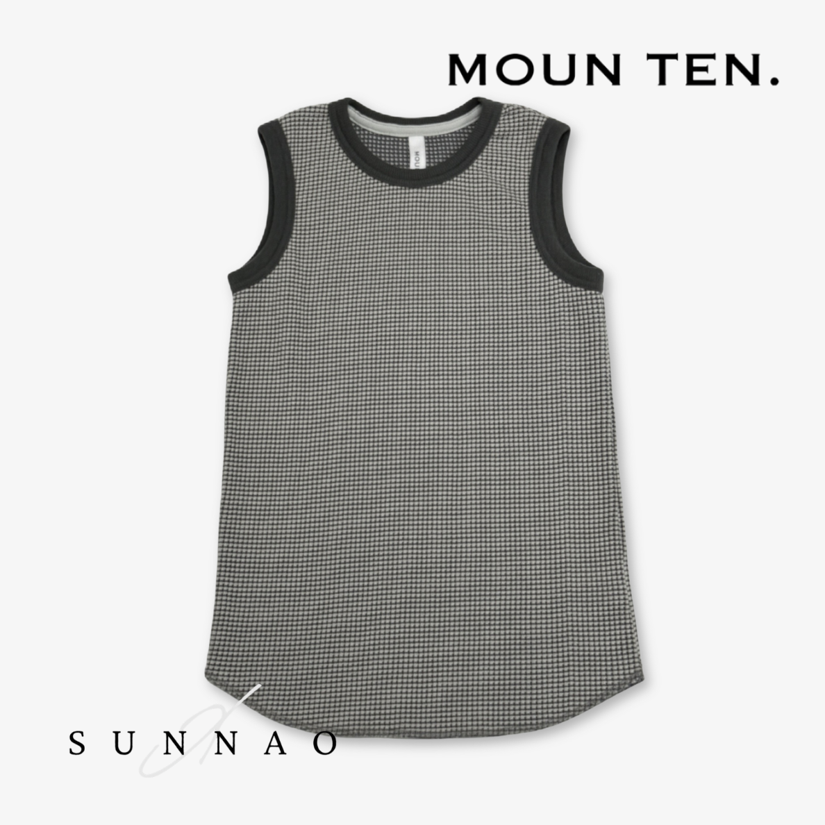 <Moun ten.> bicolor waffle tanktop - gray x charcoal