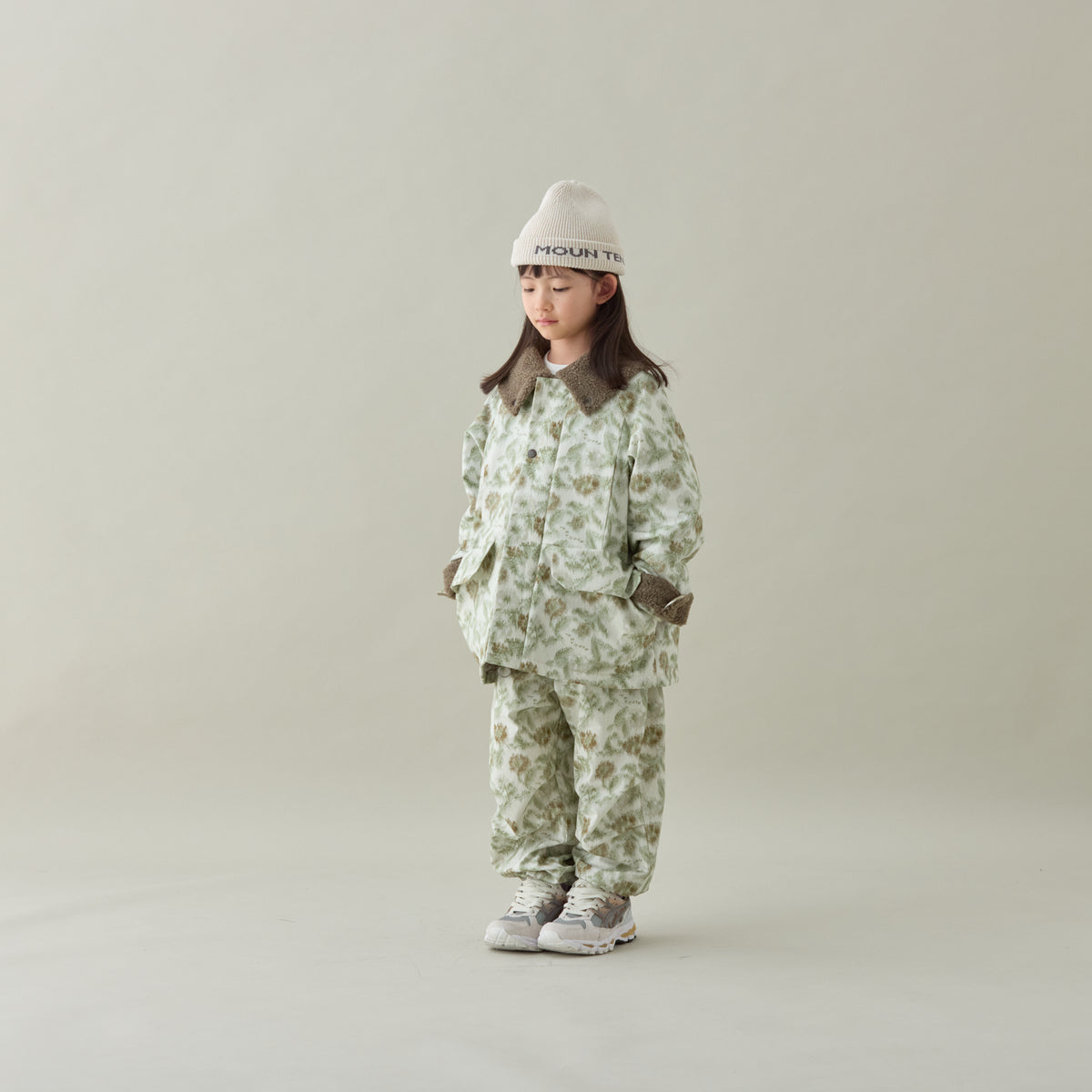 <Moun ten.> flower camo boa callor blouson