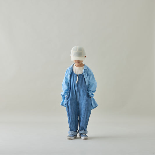 <Moun ten.> herringbone denim salopette - vintage blue