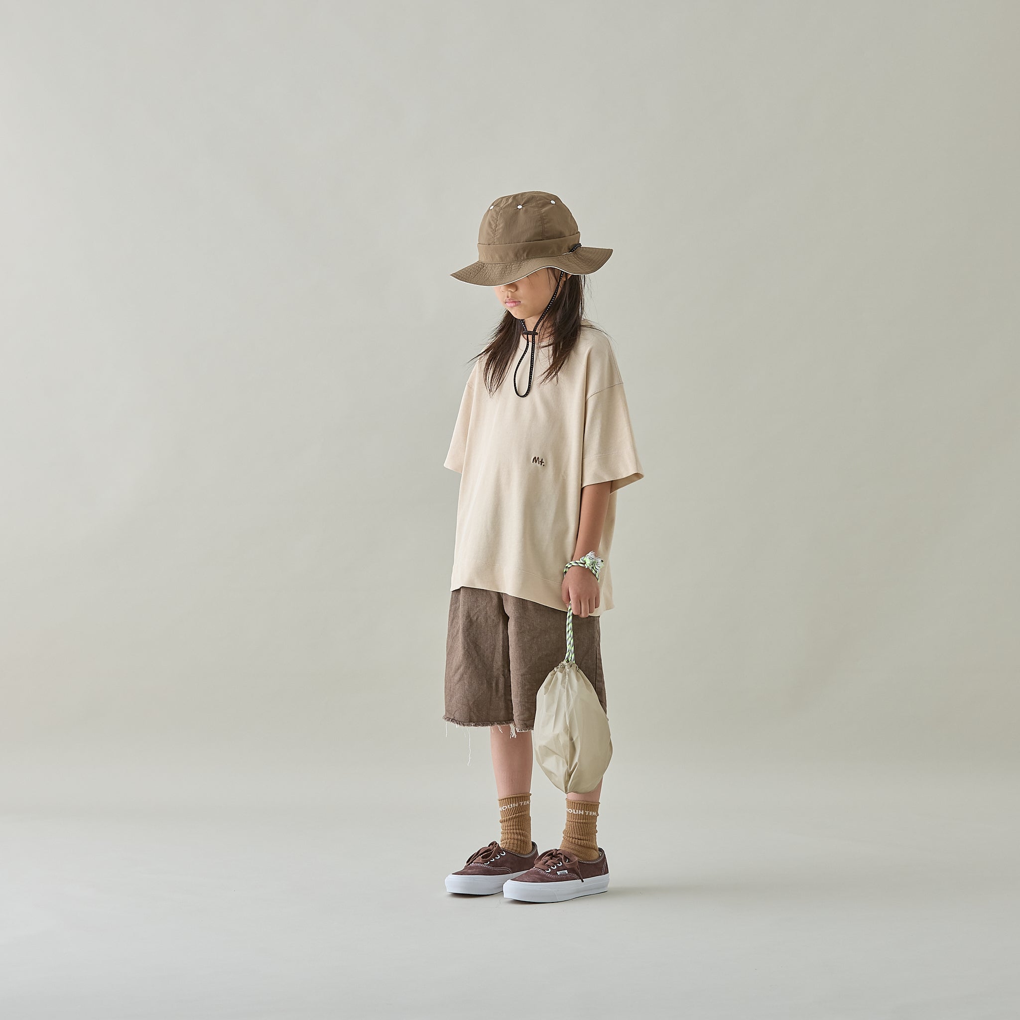 <Moun ten.> cutoff midi jeans - brown　