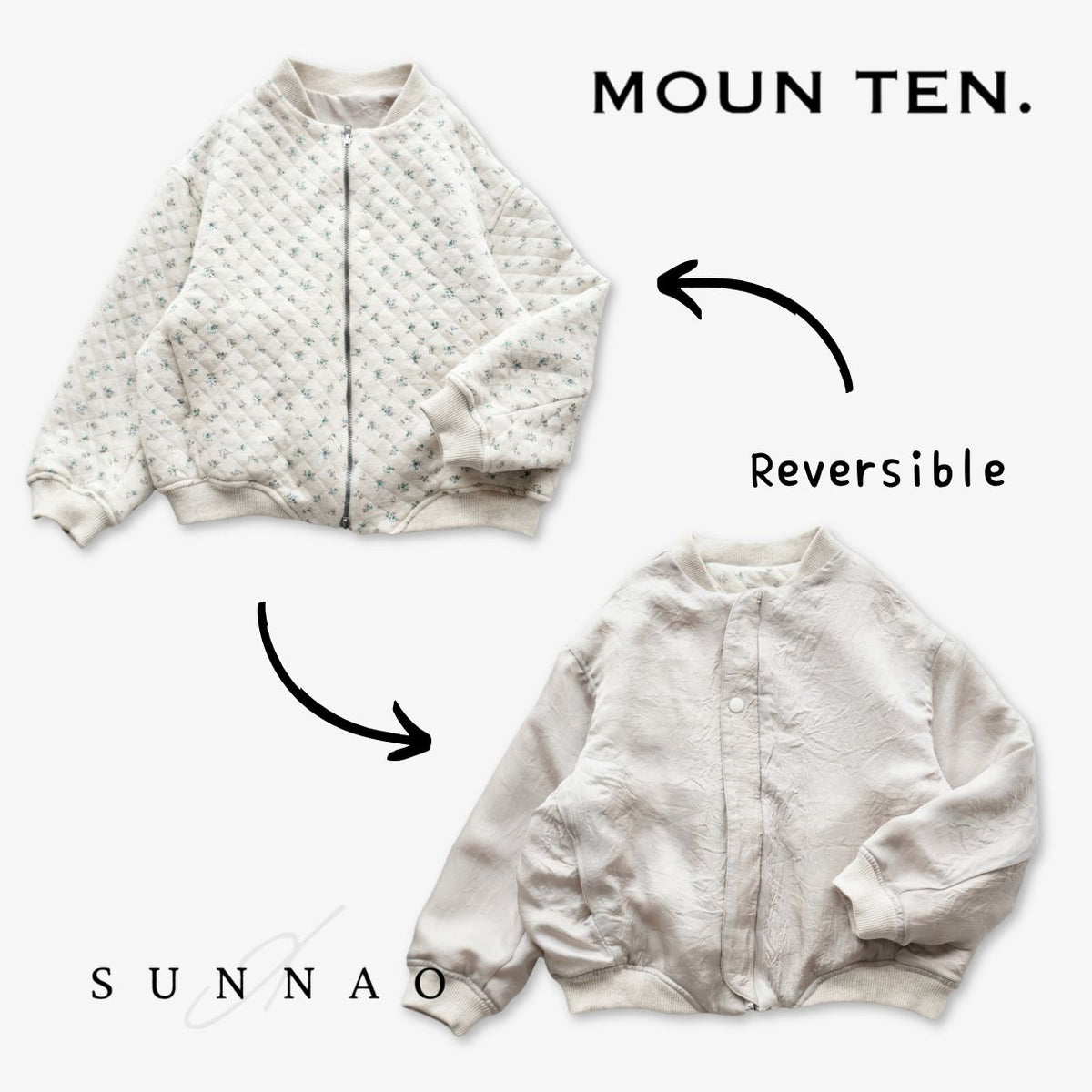 <Moun ten.> flower quilt reversible blouson - oatmeal