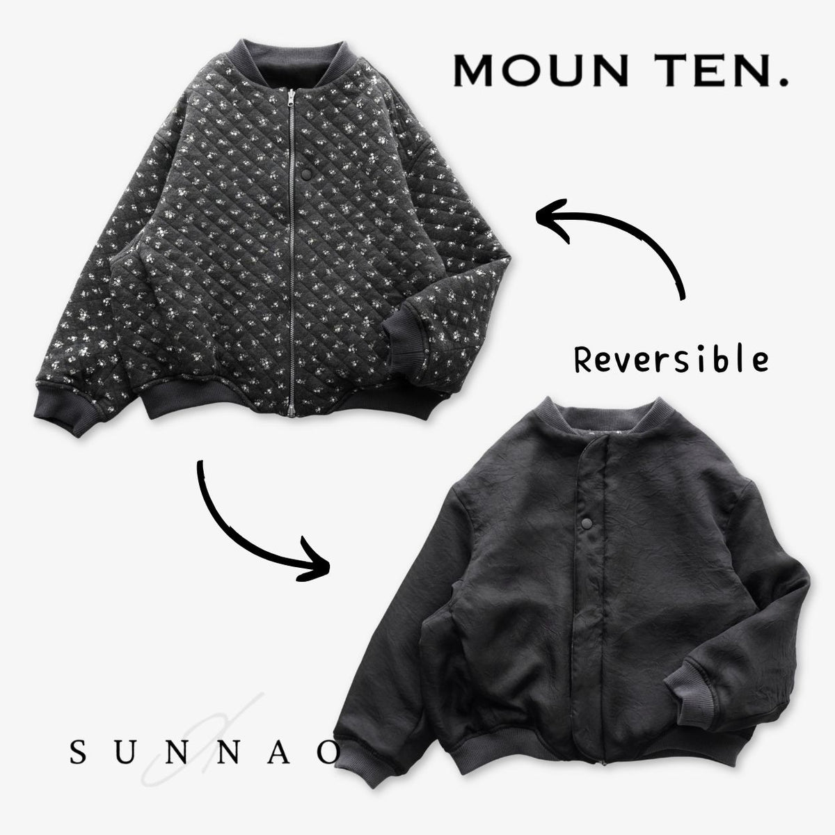 <Moun ten.> flower quilt reversible blouson - charcoal