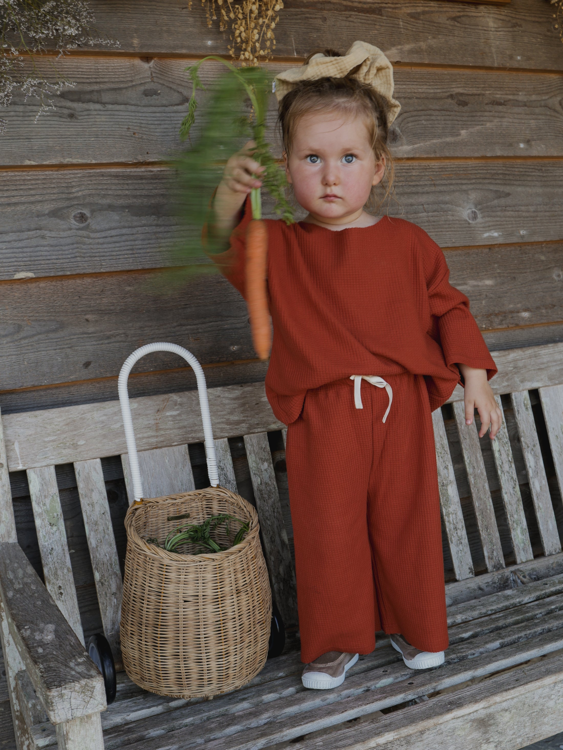 <Organic zoo>Paprika Waffle Boxy Sweatshirt（1-4Y）