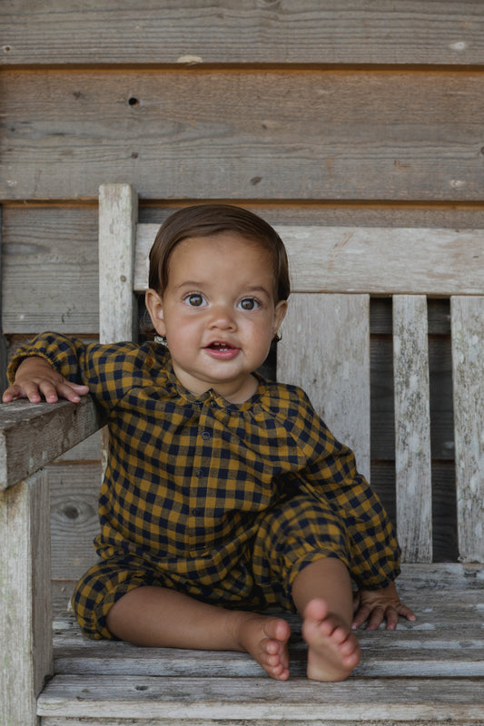 <Organic zoo>Blueberry Gingham Onesie（0M-12M）