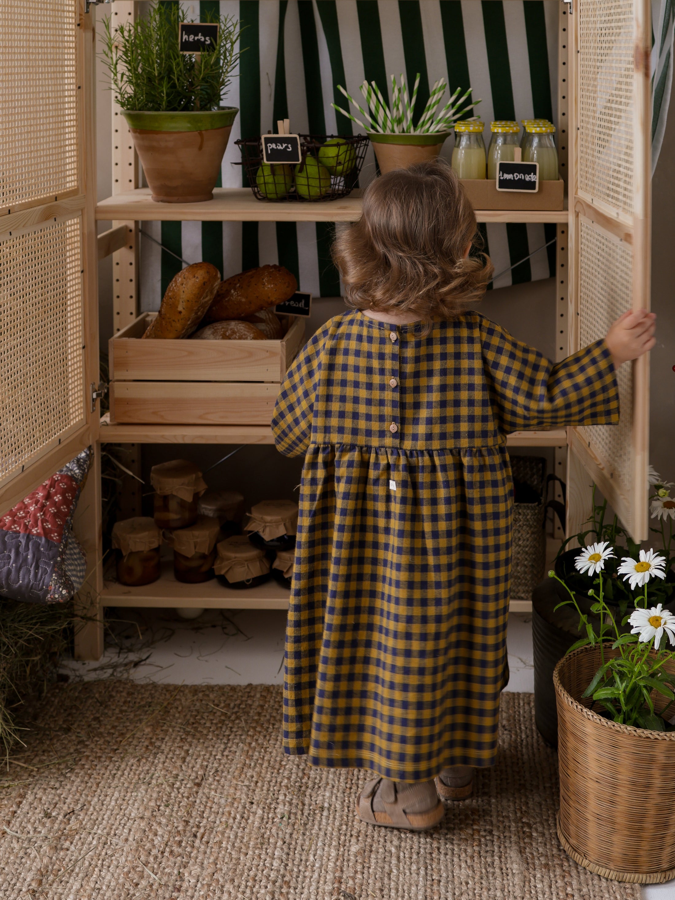 <Organic zoo>Blueberry Gingham Gather Dress（1-4Y）