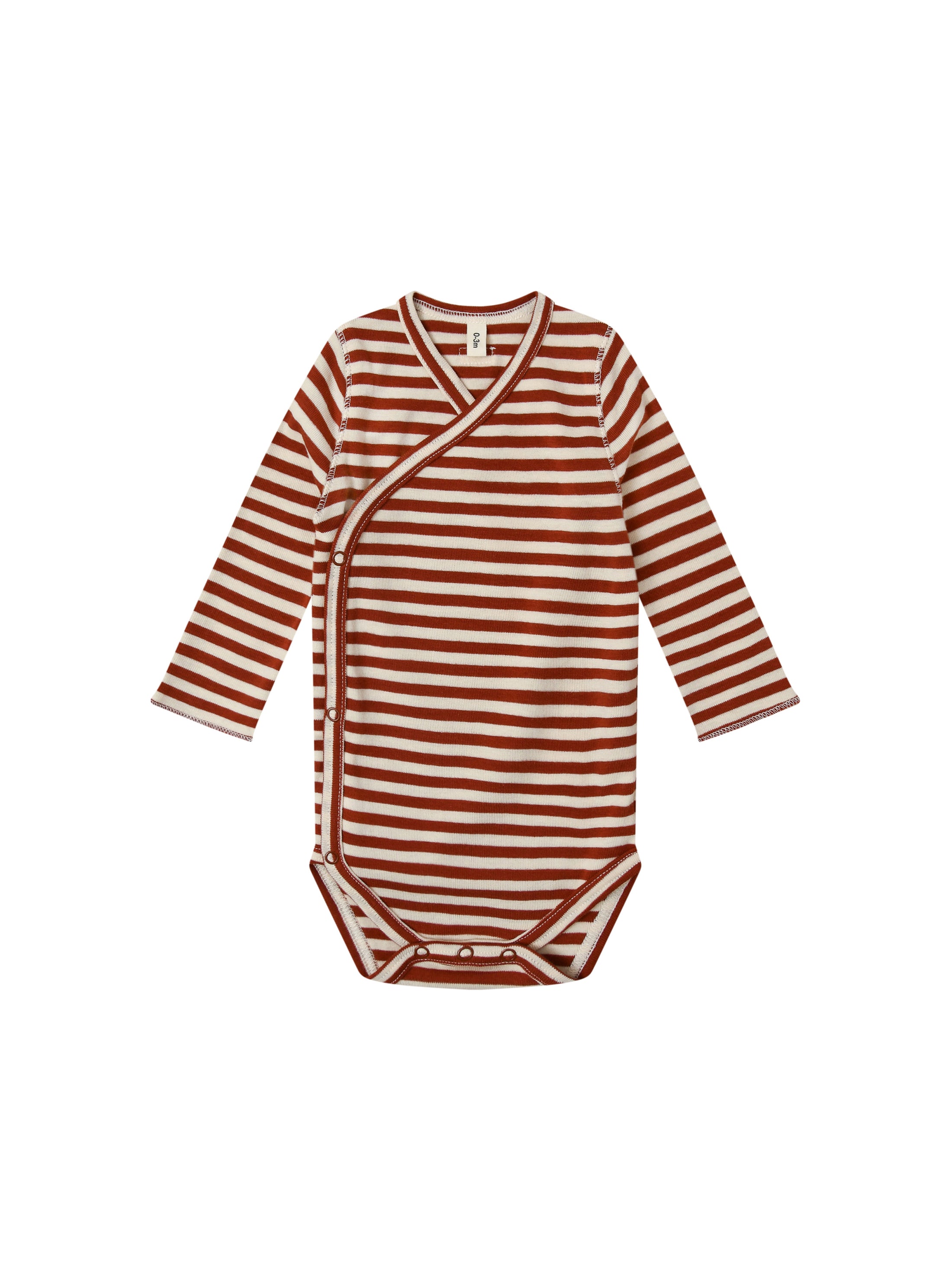 <Organic zoo>Paprika Stripes Wrap Bodysuit（0-12M）