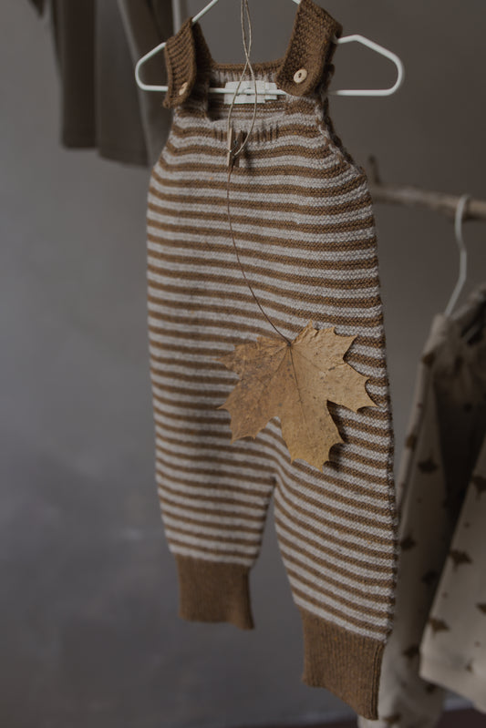 <Organic zoo> Chestnut Stripes Wool Salopettes