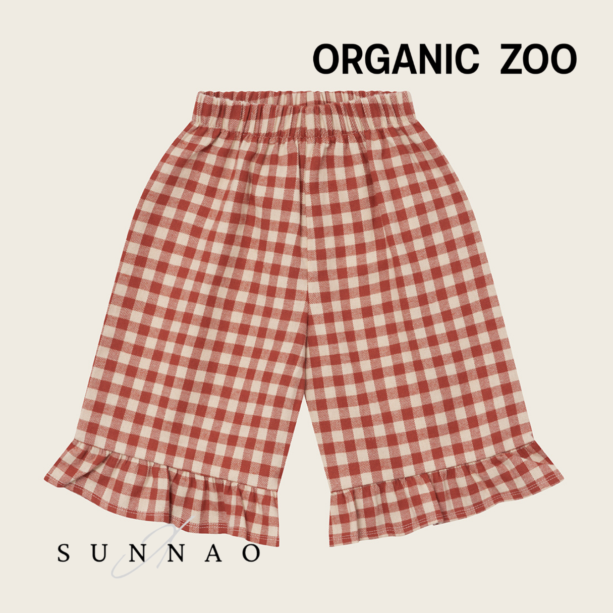 25AW organic zoo Gingham Lodge Pants3-4y Organic Zoo Dill