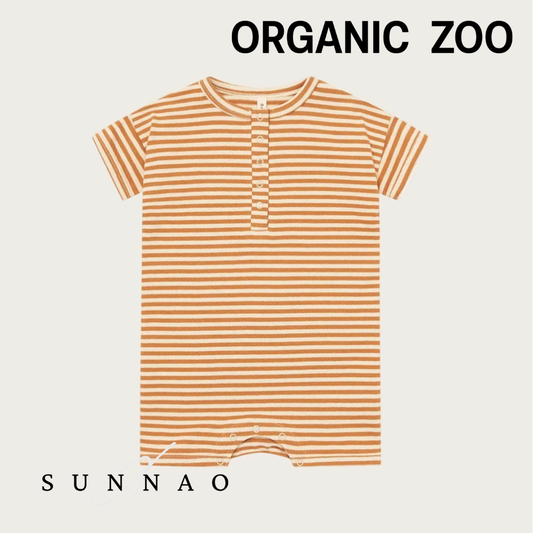 <Organic zoo> Copper Stripes Beach Romper - DROP2