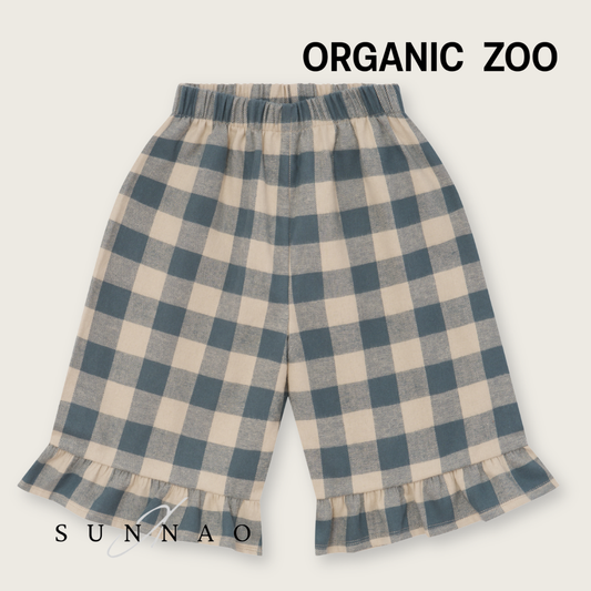 <Organic zoo> Fog Blue Gingham Frill Culotte