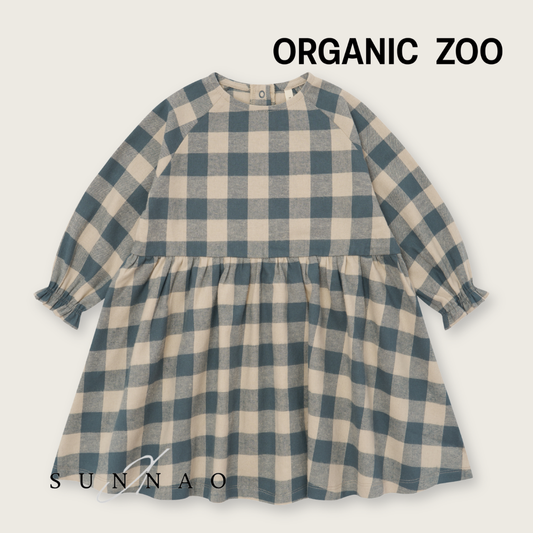 <Organic zoo> Fog Blue Gingham Field Dress