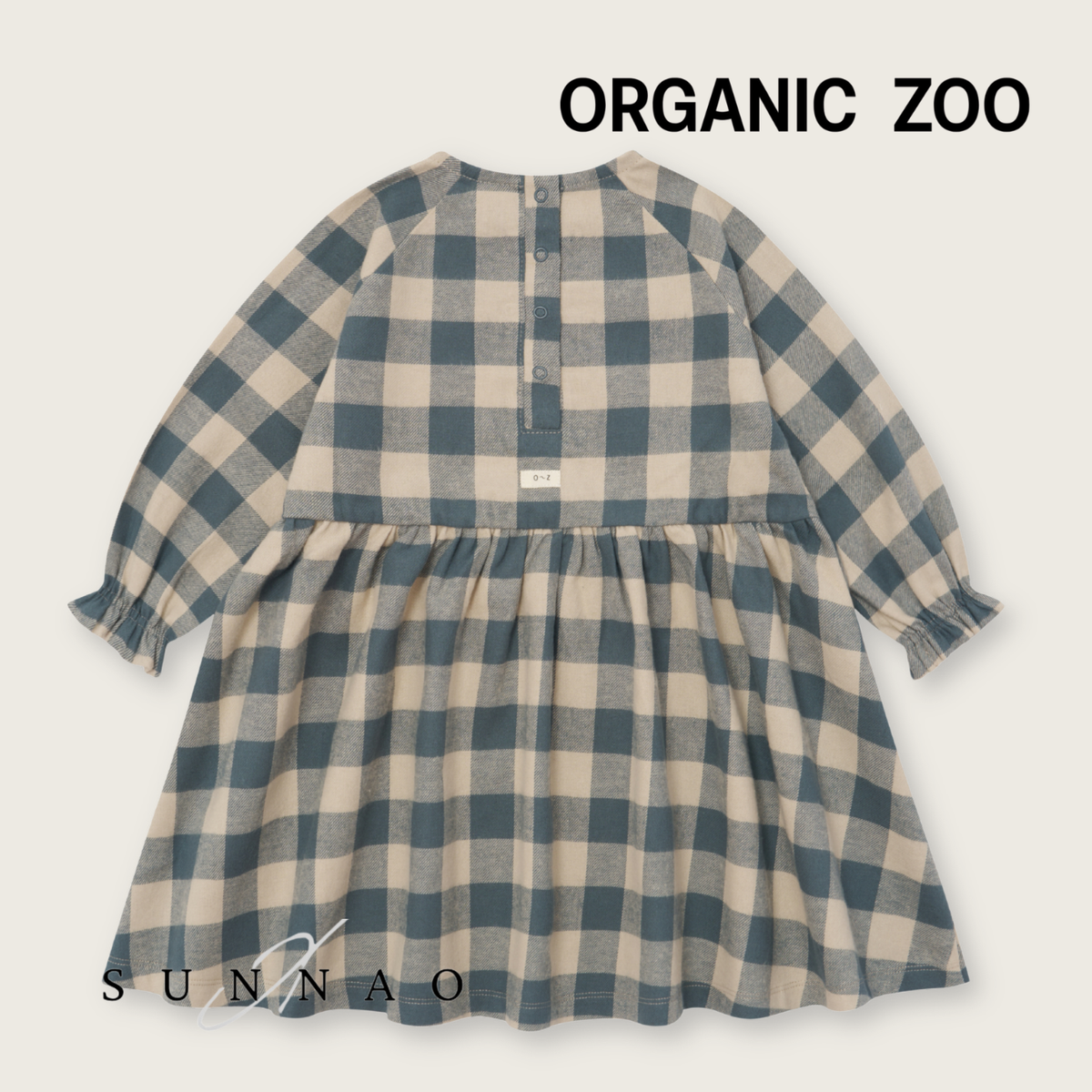 <Organic zoo> Fog Blue Gingham Field Dress