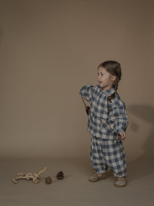 <Organic zoo> Fog Blue Gingham Lodge Shirt