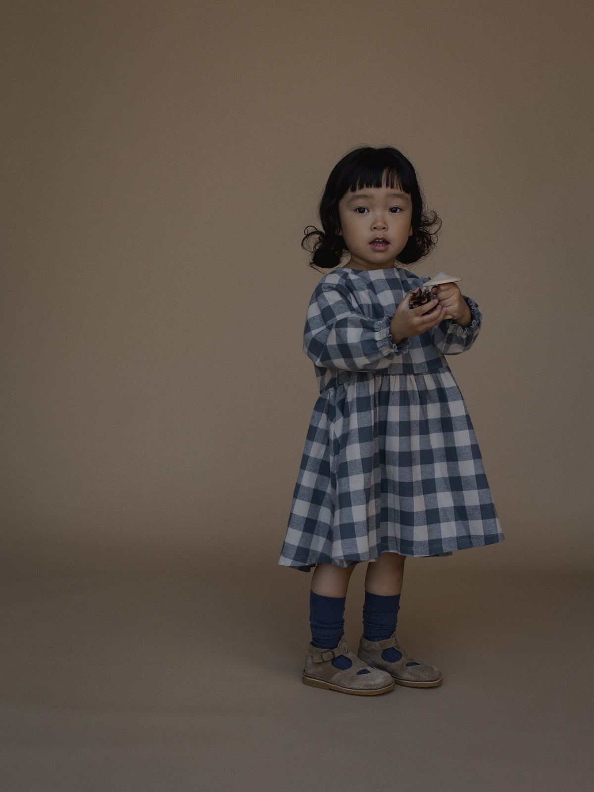 <Organic zoo> Fog Blue Gingham Field Dress