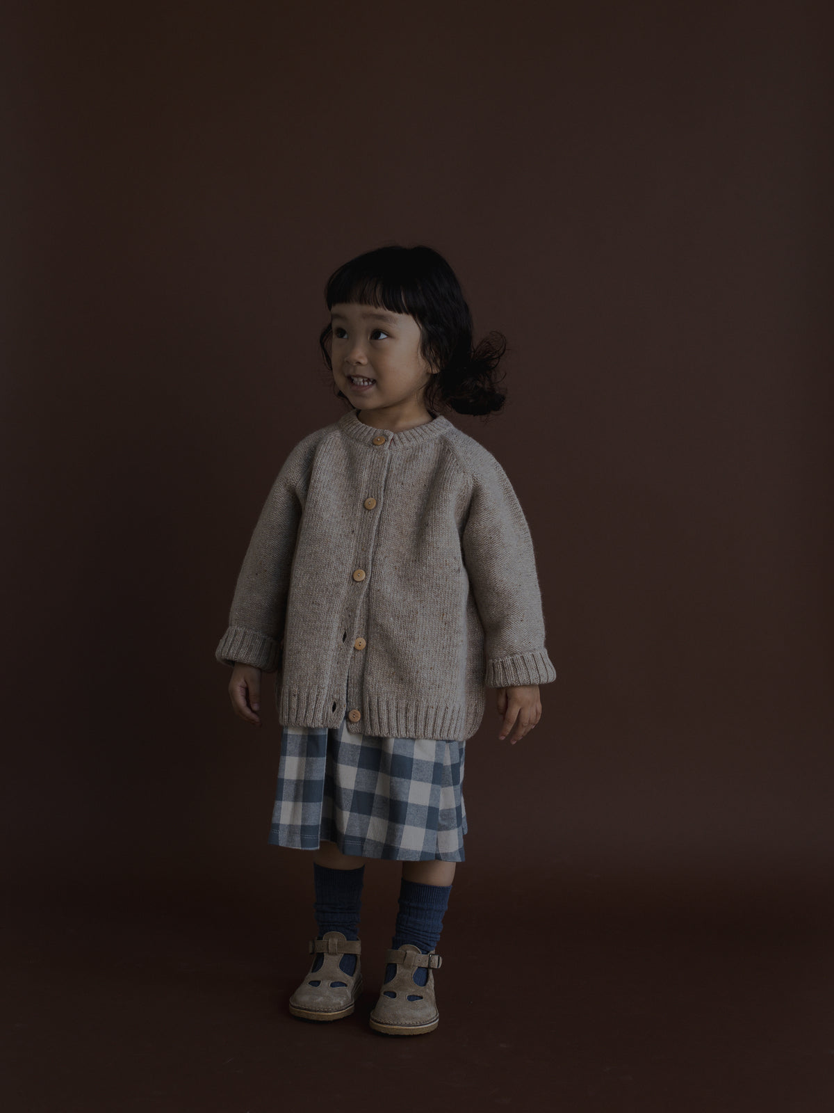 <Organic zoo> Fog Blue Gingham Field Dress