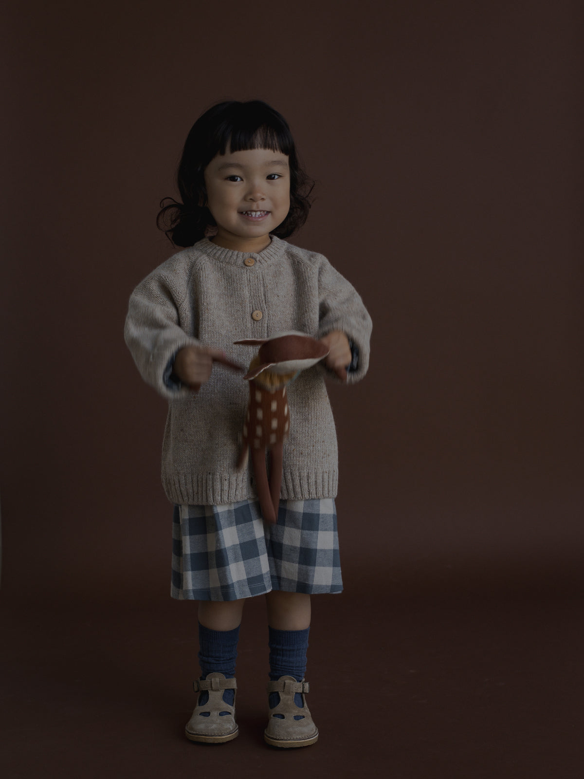 <Organic zoo> Fog Blue Gingham Field Dress