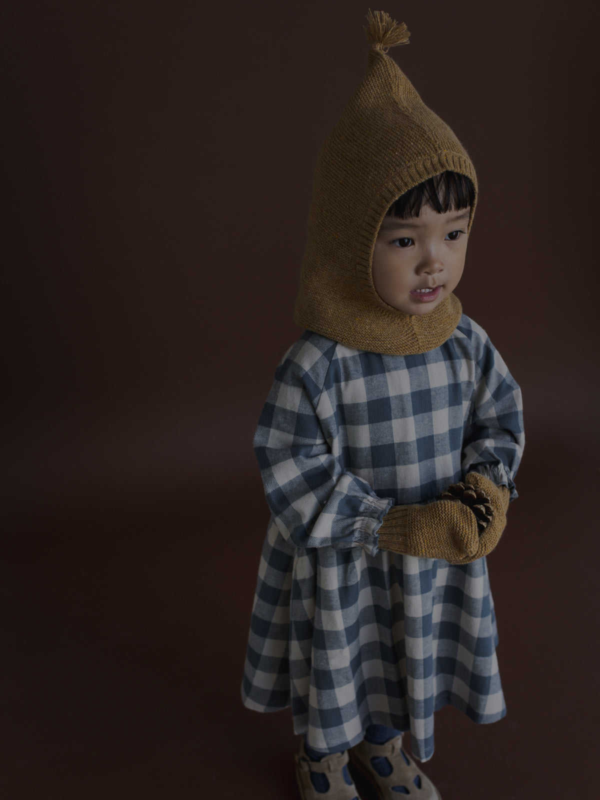 <Organic zoo> Fog Blue Gingham Field Dress