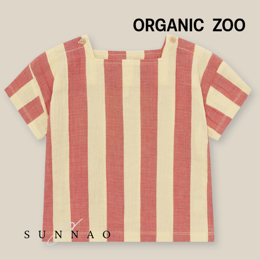 <Organic zoo> Tomato Stripes Square Neck T-Shirt - DROP1