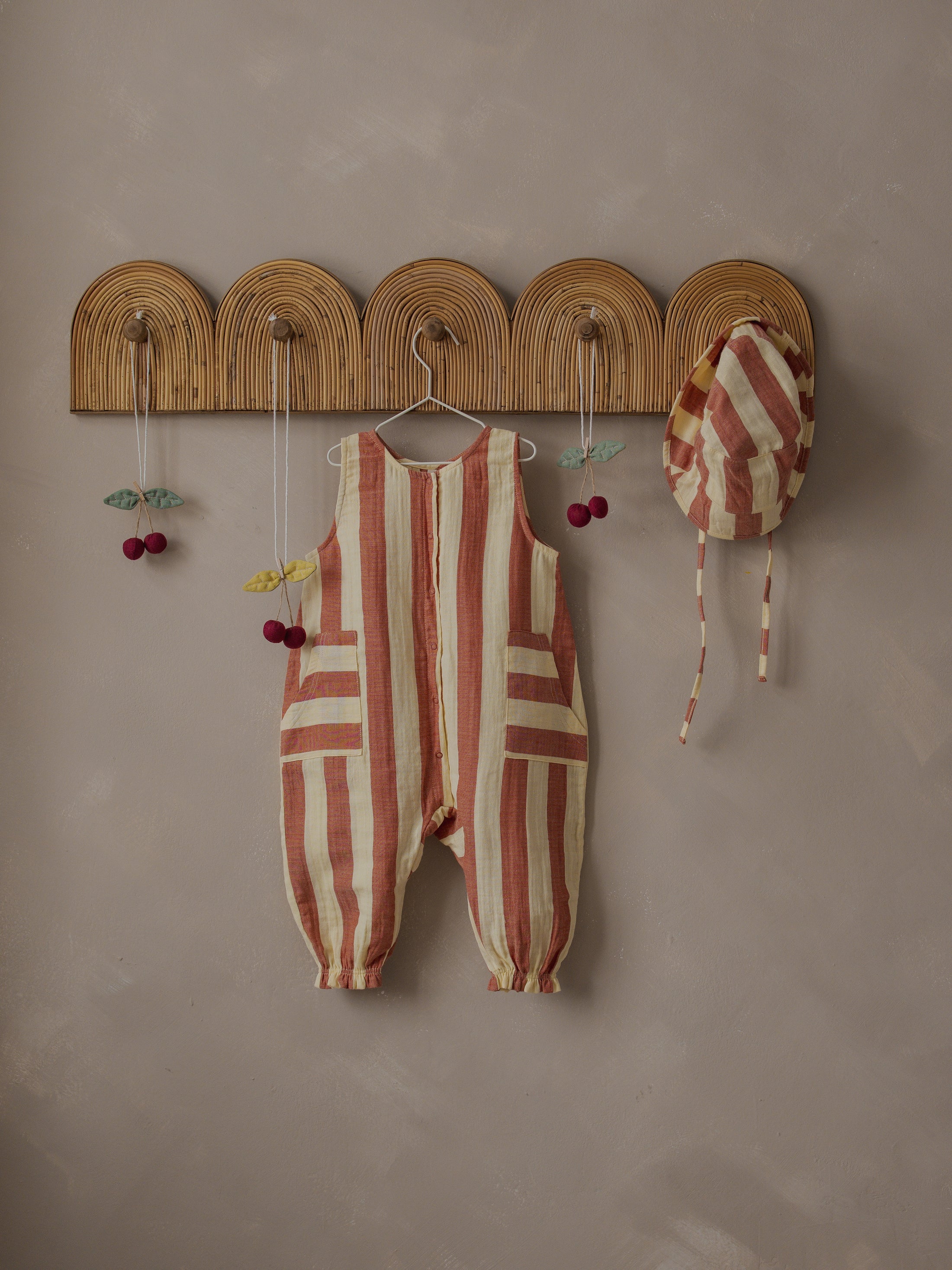 <Organic zoo> Tomato Stripes Jumpsuit - DROP1