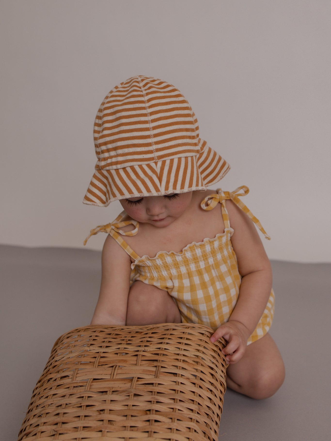 <Organic zoo> Honeycomb Gingham Spaghetti Bodysuit - DROP1　