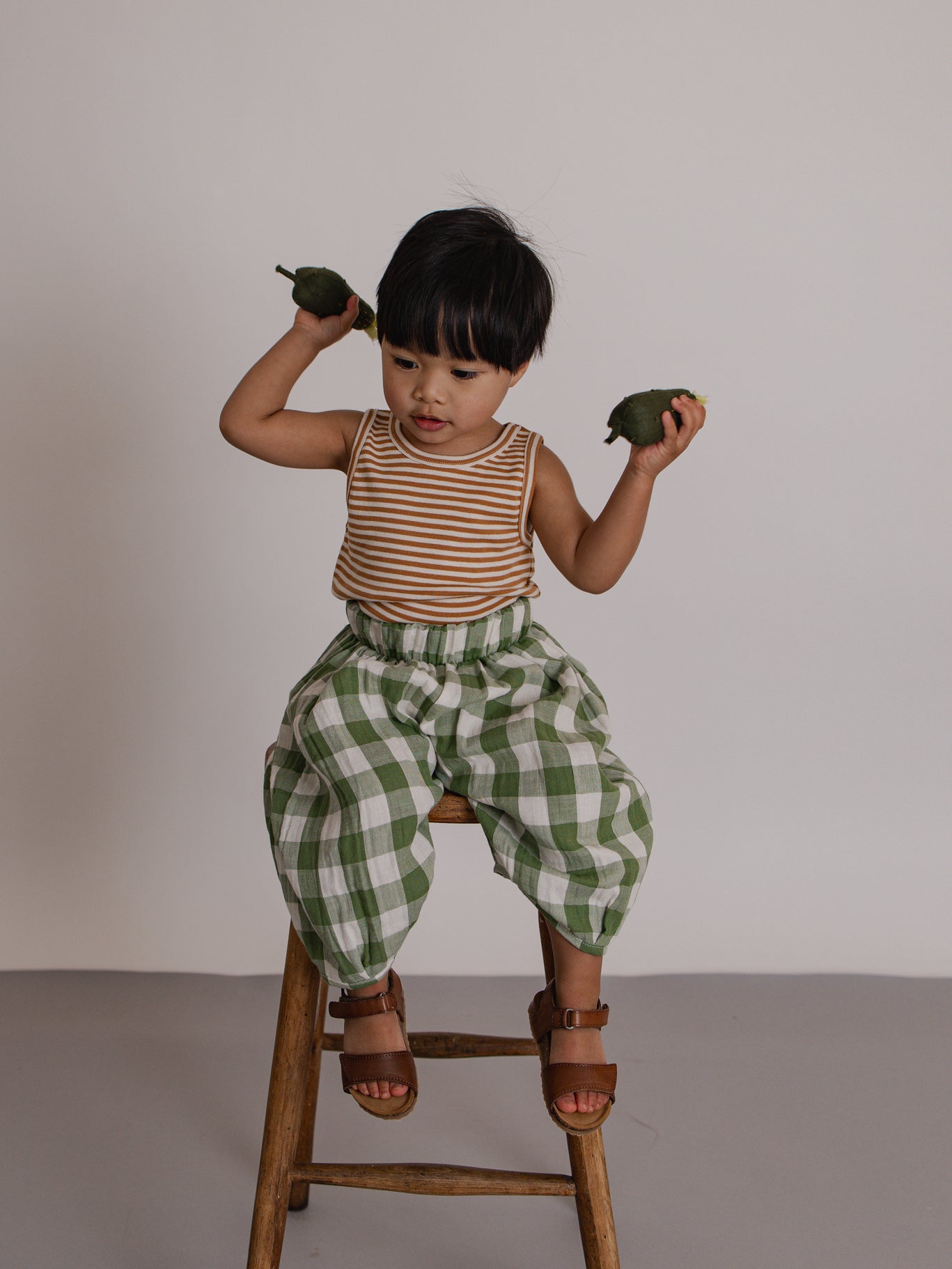 <Organic zoo> Dill Gingham Resort Pants - DROP1　