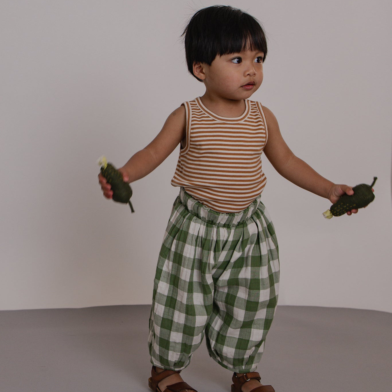 <Organic zoo> Dill Gingham Resort Pants - DROP1　