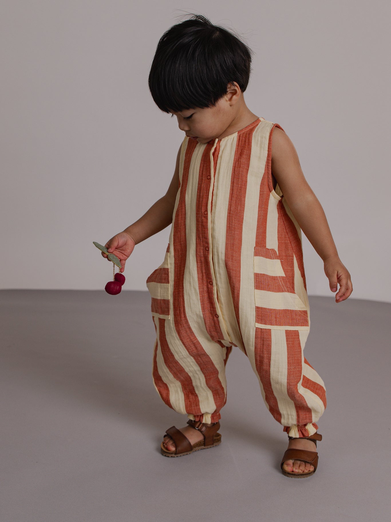 <Organic zoo> Tomato Stripes Jumpsuit - DROP1