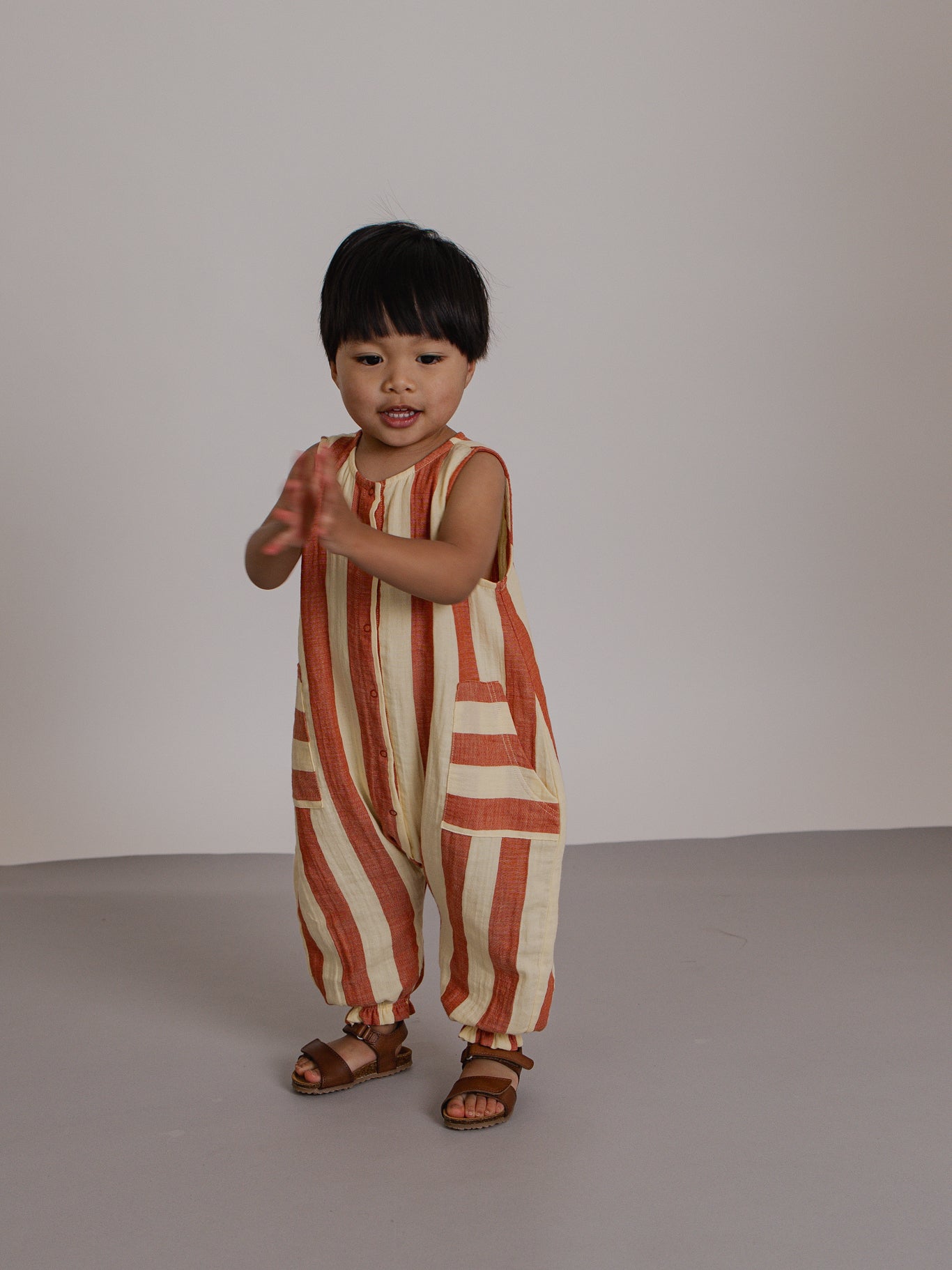 <Organic zoo> Tomato Stripes Jumpsuit - DROP1
