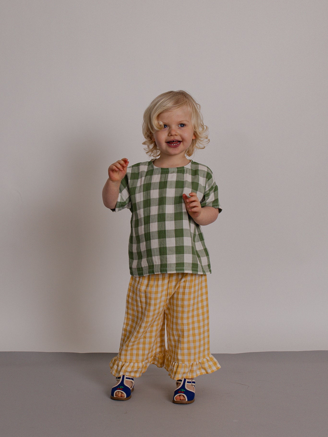 <Organic zoo> Dill Gingham Boxy T-Shirt - DROP1