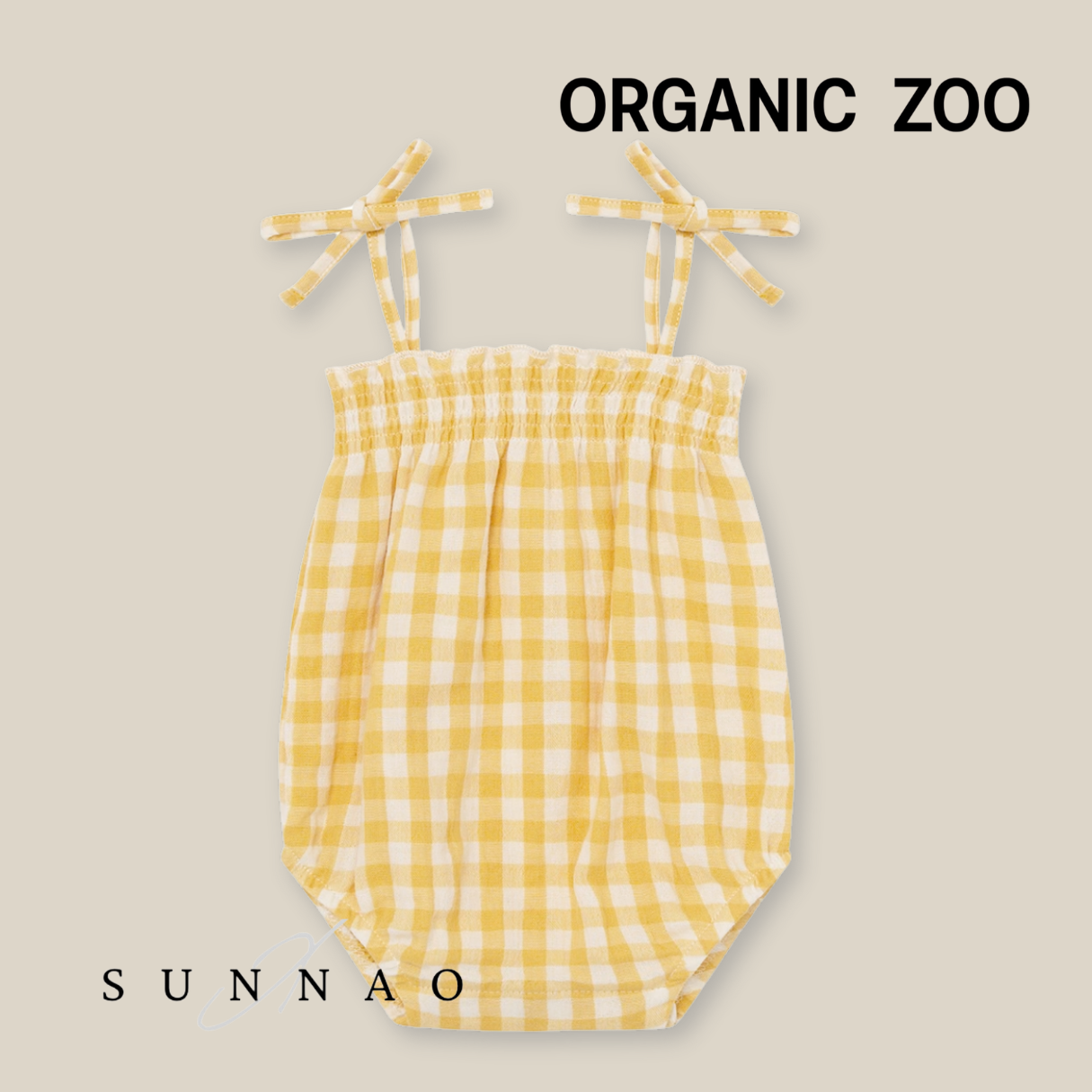 <Organic zoo> Honeycomb Gingham Spaghetti Bodysuit - DROP1　