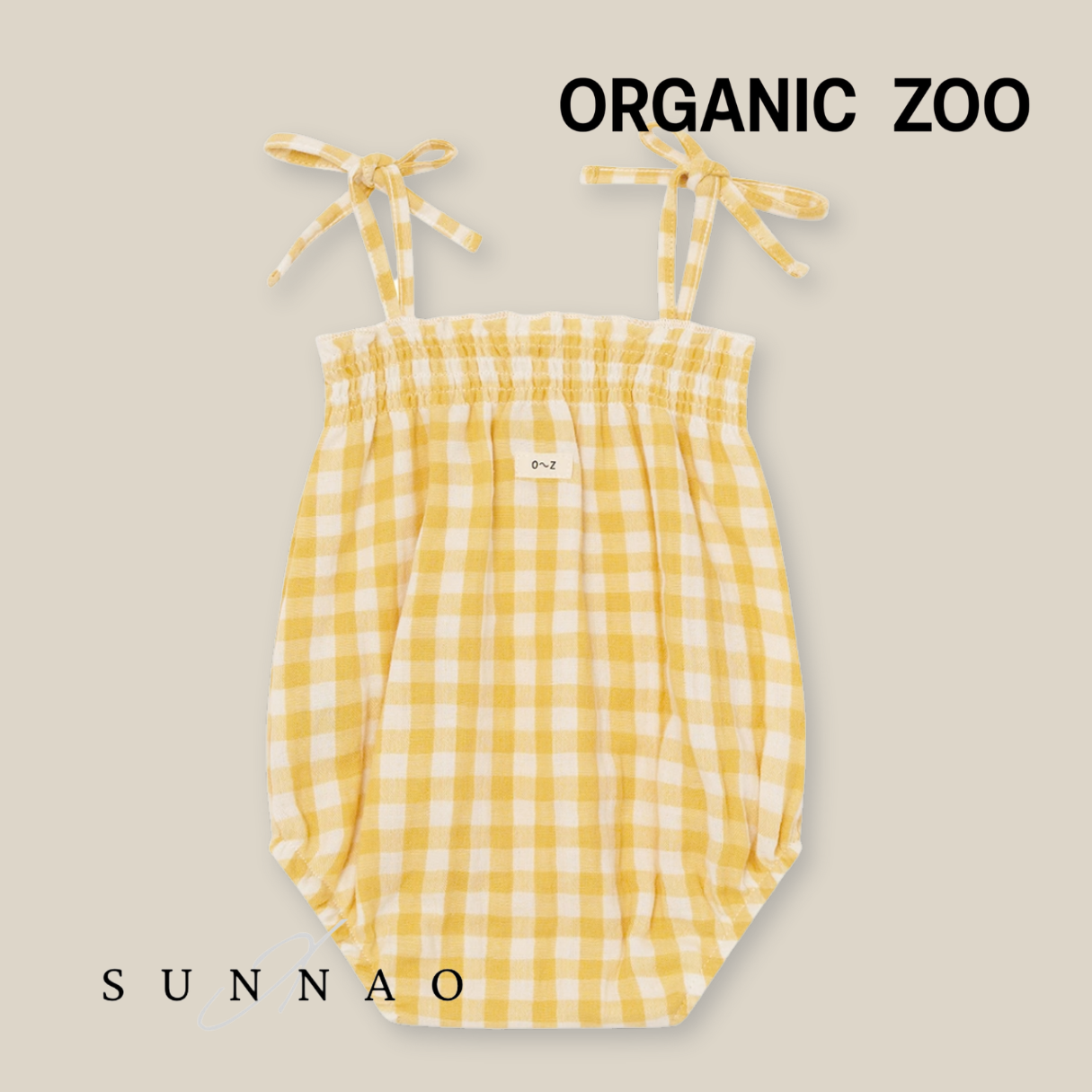 <Organic zoo> Honeycomb Gingham Spaghetti Bodysuit - DROP1　