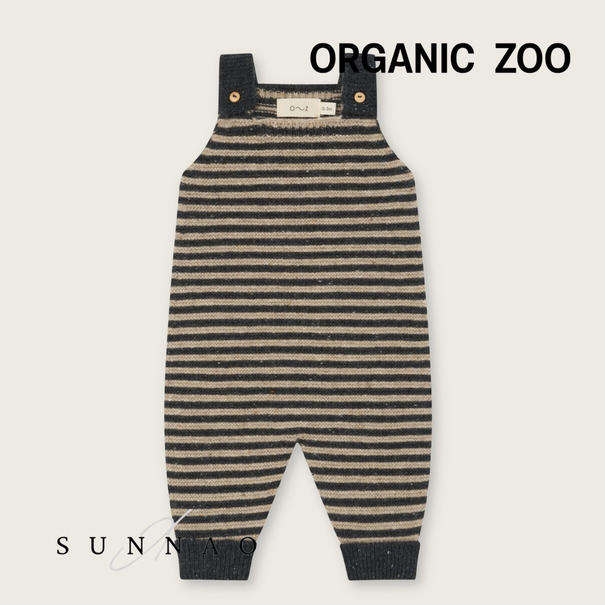 <Organic zoo> Charcoal Stripes Wool Salopettes