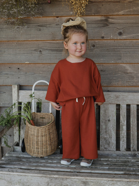<Organic zoo>Paprika Waffle Boxy Sweatshirt（1-4Y）-Organic zoo-SUNNAO
