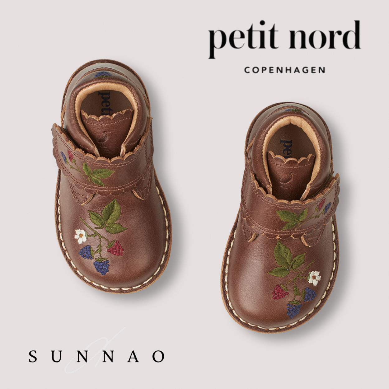 <Petit Nord> Scallop Velcro Boot BlackBerries - Hazelnut