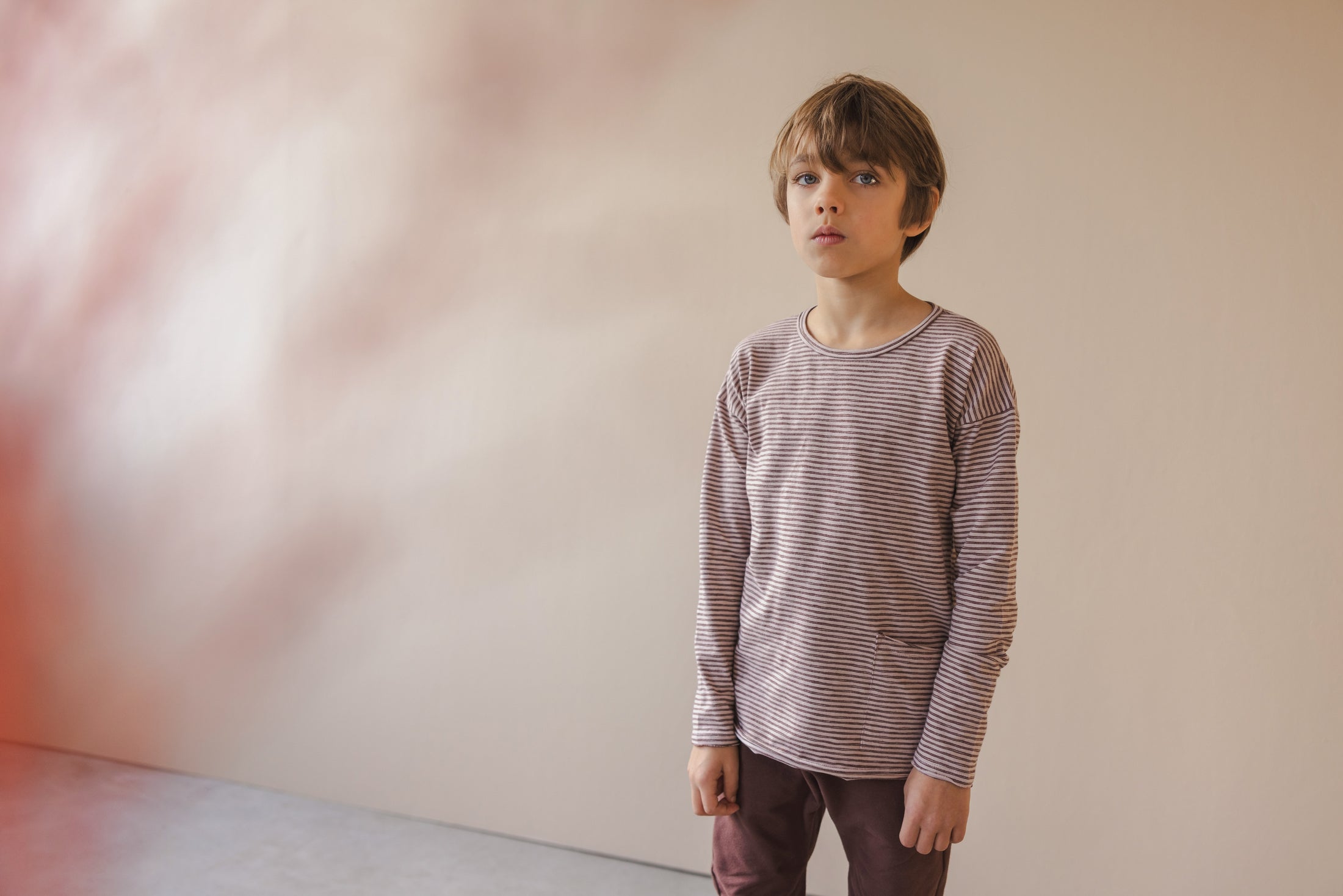 <Phil&Phae>Drop-shoulder top l/s stripes - chocolate stripes