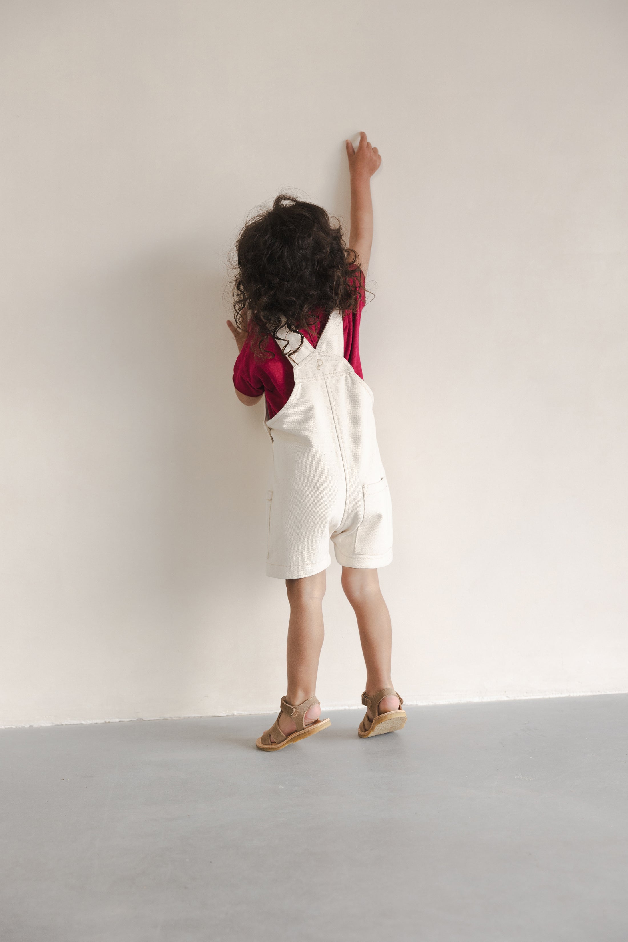 <Phil&Phae>Undyed twill short dungarees - natural（18M-6Y）