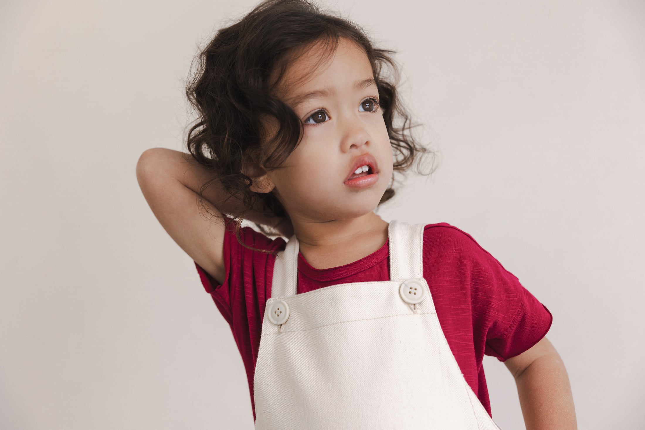 <Phil&Phae>Undyed twill short dungarees - natural（18M-6Y）