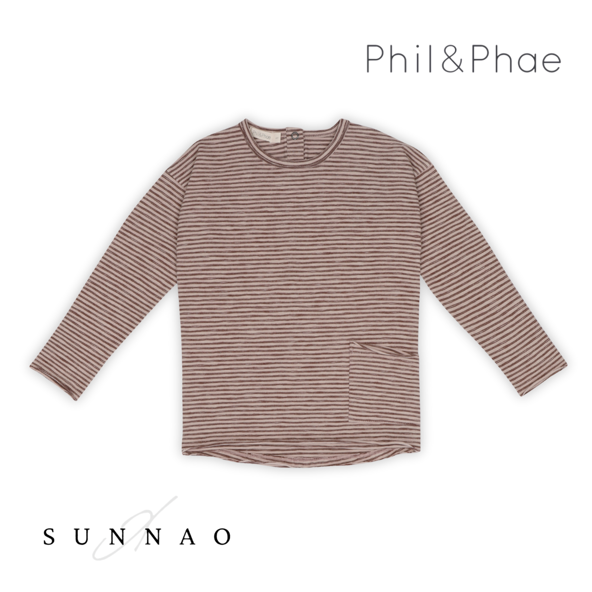 <Phil&Phae>Drop-shoulder top l/s stripes - chocolate stripes