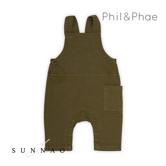 <Phil&Phae> Twill baby dungarees - dark moss